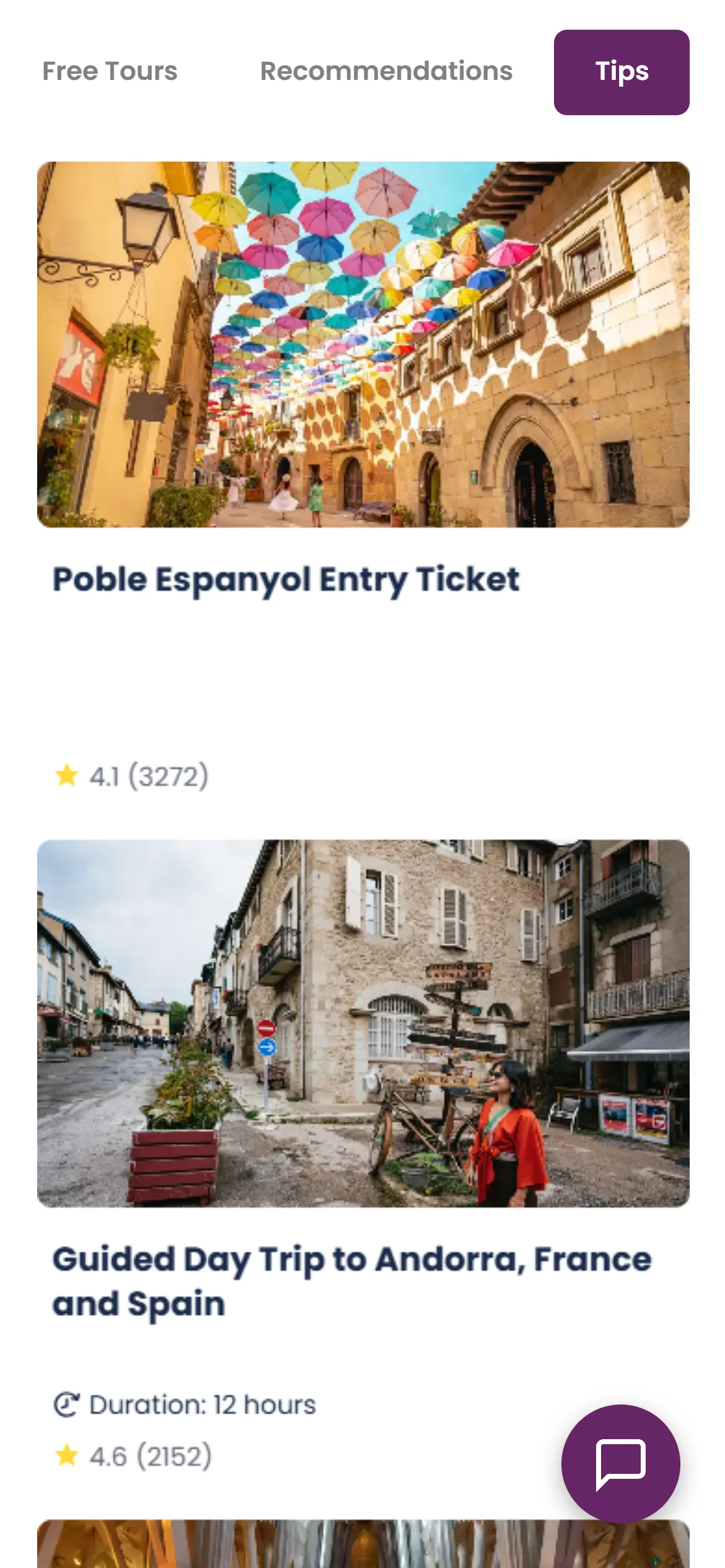 Bookable experiences